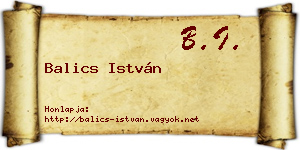 Balics István névjegykártya